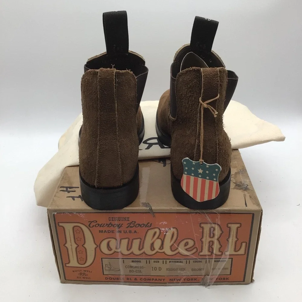 RRL Double RL Ralph Lauren Congress Chelsea Boots Brown USA Mens Size 10‎ NEW